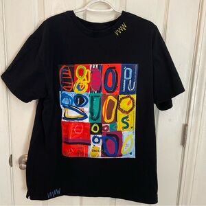 Bleecker & Mercer Men Size XL Technique Graffiti Art TShirt Black Multicolor 90s